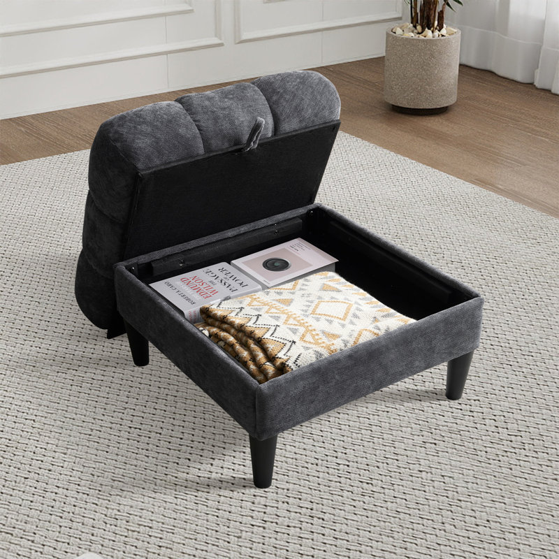 Ebern Designs Upholstered 3 Seats Sofa Couch With Storage Ottoman And